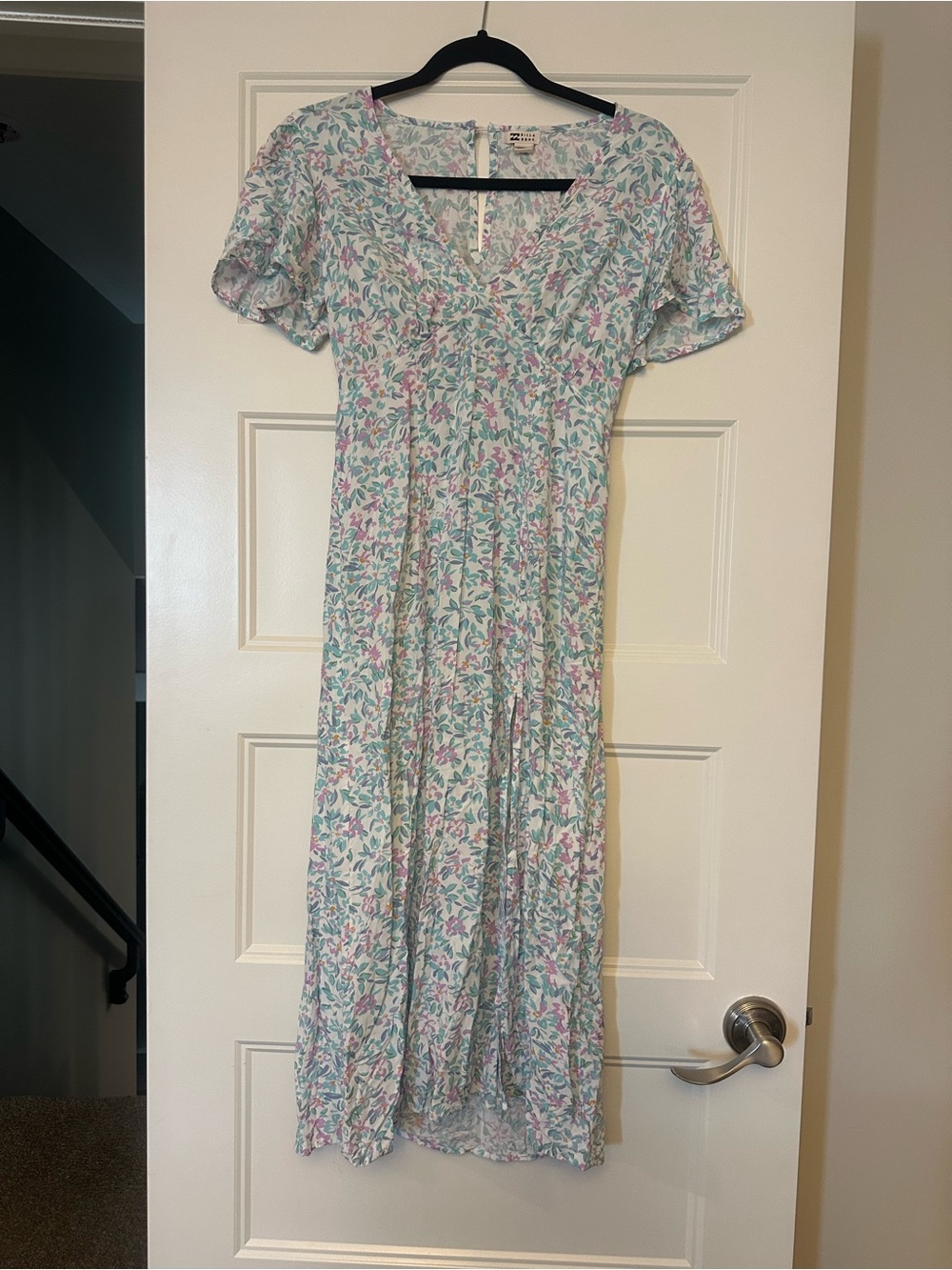 Billabong Pastel Floral V-Neck Maxi Dress in Mint & Pink